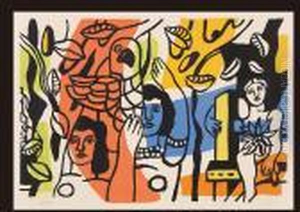 Lesfemmes Au Perroquet Oil Painting by Fernand Leger