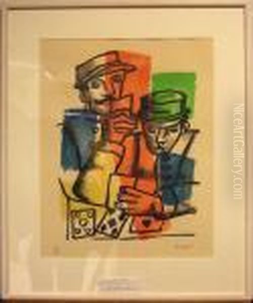 Kortspelande Soldater Oil Painting by Fernand Leger