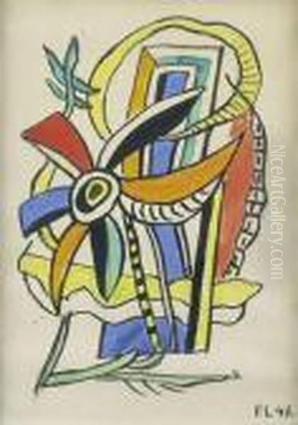 Composition A La Fleur  Oil Painting by Fernand Leger