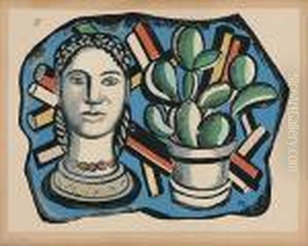 Tete Et Cactus Oil Painting by Fernand Leger
