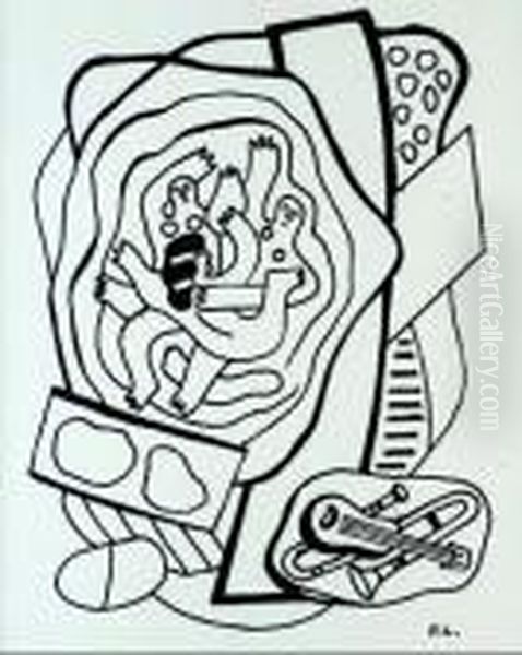 Sao Paolo 'la Danse' Oil Painting by Fernand Leger