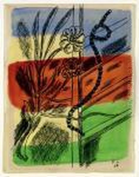 Fleurs Oil Painting by Fernand Leger