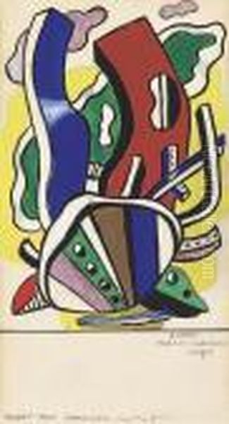 Projet Pour Radio City Oil Painting by Fernand Leger