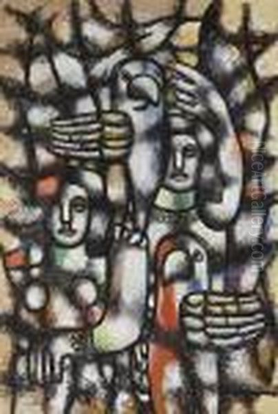 Femme Aux Perroquets Oil Painting by Fernand Leger