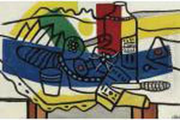 Nature Morte En Bleu Oil Painting by Fernand Leger