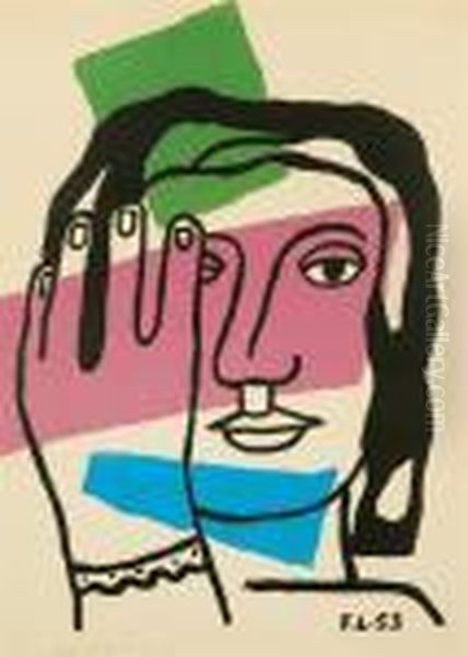 Tete De Femme (saphire 131) Oil Painting by Fernand Leger