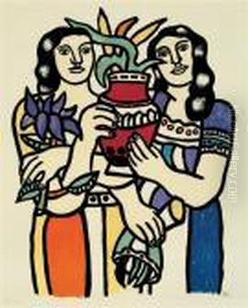Deux Femmes Oil Painting by Fernand Leger