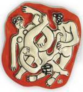 Les Acrobates Sur Fond Orange