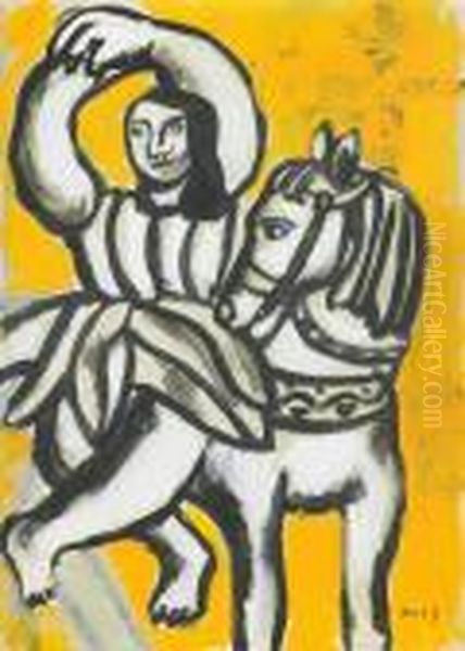 L'ecuyere Sur Fond Jaune Oil Painting by Fernand Leger