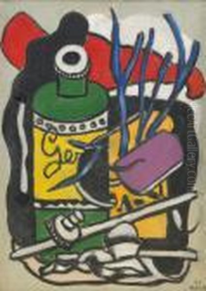 La Bouteille Verte Oil Painting by Fernand Leger