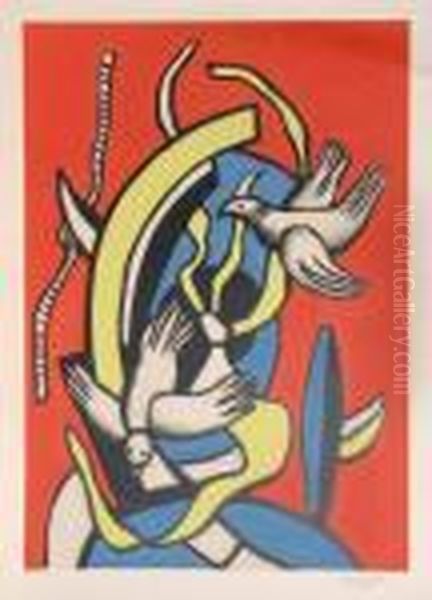 Deux L'oiseau Oil Painting by Fernand Leger