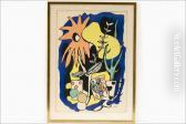 Pelikortit- Spelkort. Oil Painting by Fernand Leger