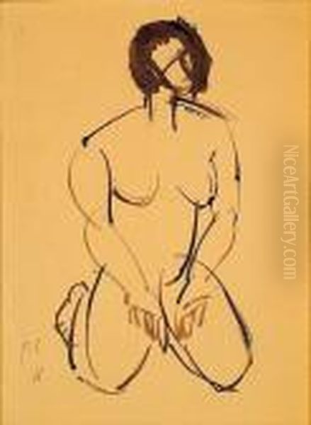 Femme Agenouillee Oil Painting by Fernand Leger