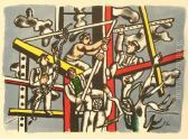 Les Constructeurs Oil Painting by Fernand Leger