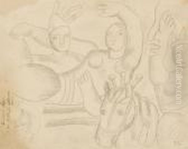 Etude Pour 'la Grande Parade' Oil Painting by Fernand Leger