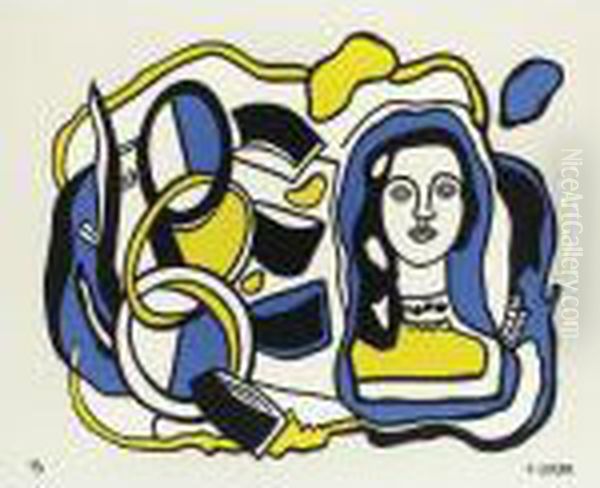 Composition A La Statuette Oil Painting by Fernand Leger