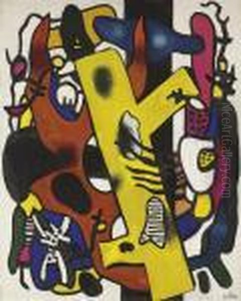 Composition En Noir Et Jaune Oil Painting by Fernand Leger