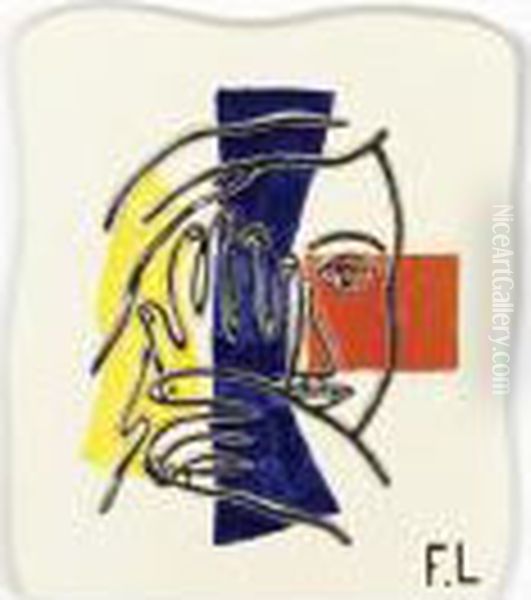 Visage Aux Deux Mains Oil Painting by Fernand Leger