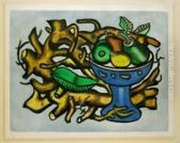 Leger : Le Compotier Saphire E 16 Oil Painting by Fernand Leger