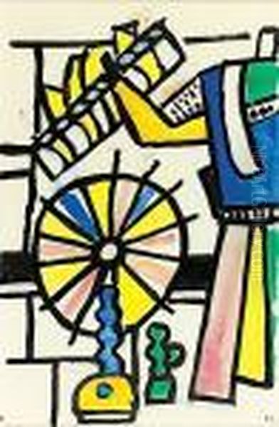 La Vitrine A La Roue, 1954-1955 Oil Painting by Fernand Leger