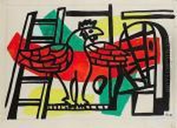 Composition Au Coq Oil Painting by Fernand Leger