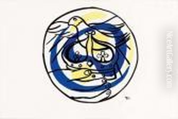 Composition Circulaire-oiseau Avec Coronne - (1950) Oil Painting by Fernand Leger