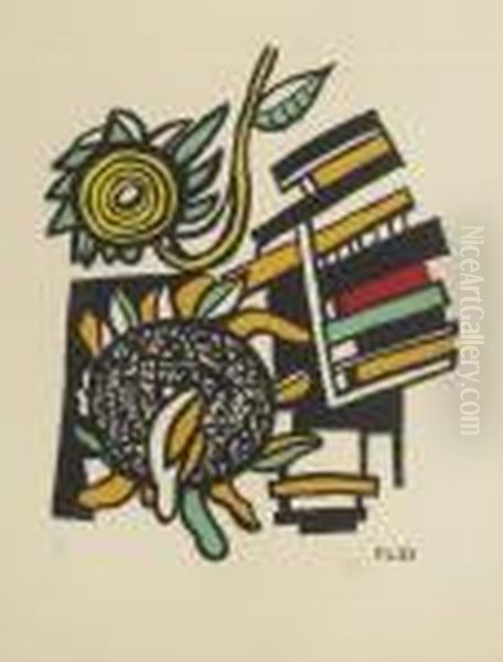 Les Deux Tournesols (saphire 135) Oil Painting by Fernand Leger