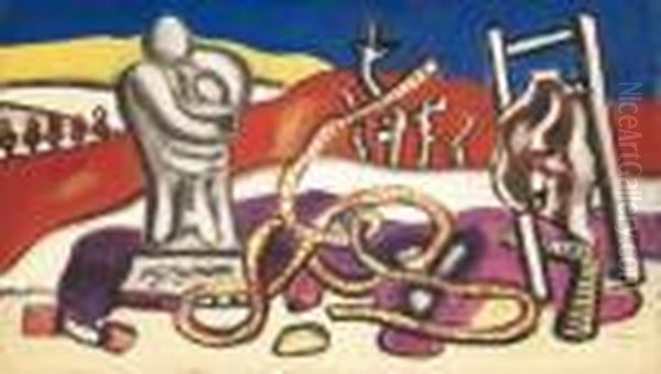 Paysage Avec Maternite Oil Painting by Fernand Leger