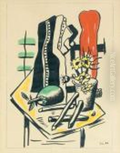 Le Pot De Fleurs Oil Painting by Fernand Leger