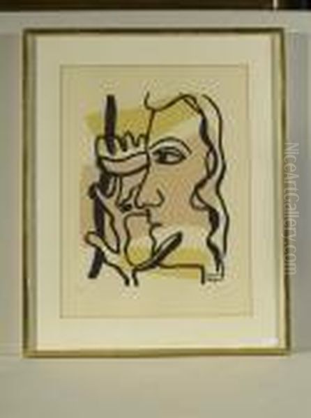 Kopf Im Profil. Oil Painting by Fernand Leger