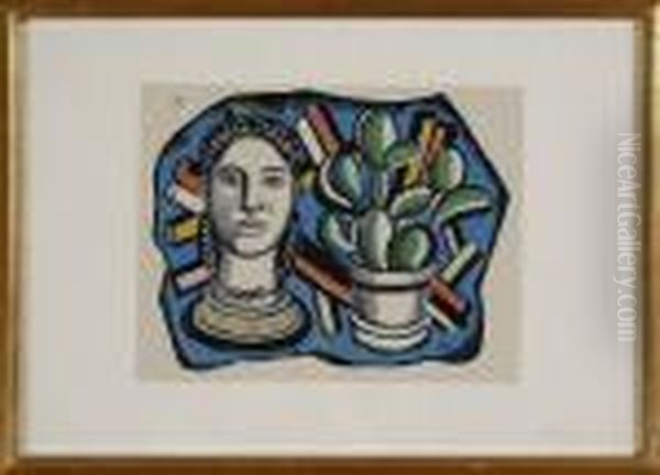 Leger: Head With Cactus Oil Painting by Fernand Leger