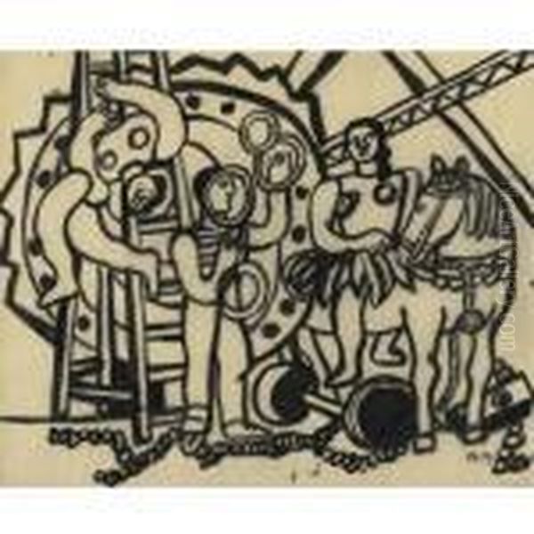L'acrobate Et Les Jongleurs Oil Painting by Fernand Leger