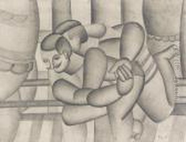 Les Lutteurs Oil Painting by Fernand Leger