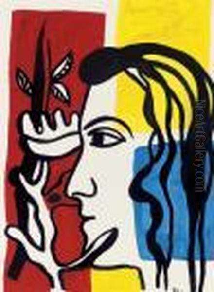 La Figure A La Fleur Oil Painting by Fernand Leger