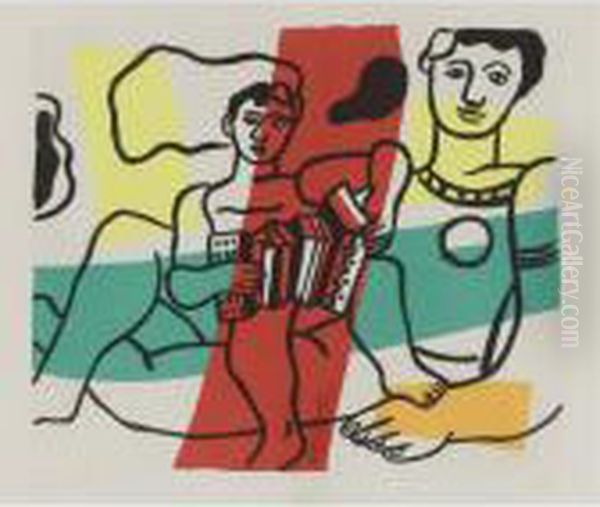 L'enfant A L'accordeon (saphire 127) Oil Painting by Fernand Leger