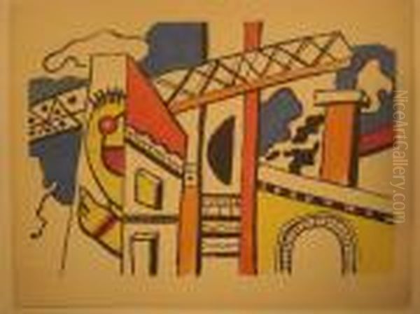 [une Gare] - Planche Pour La Ville. 1954-1959. Oil Painting by Fernand Leger
