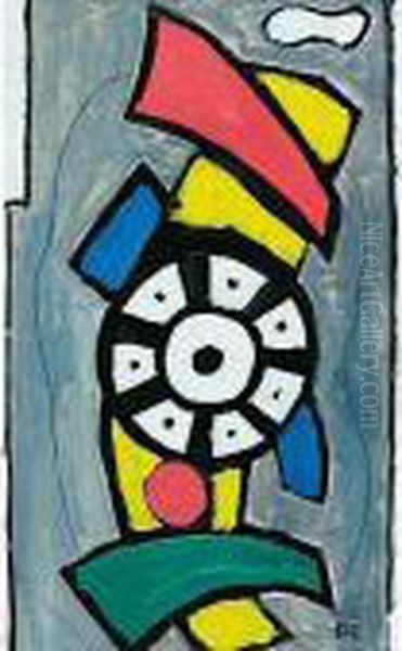Composition A La Roue, Circa 1950 - 1955 Oil Painting by Fernand Leger