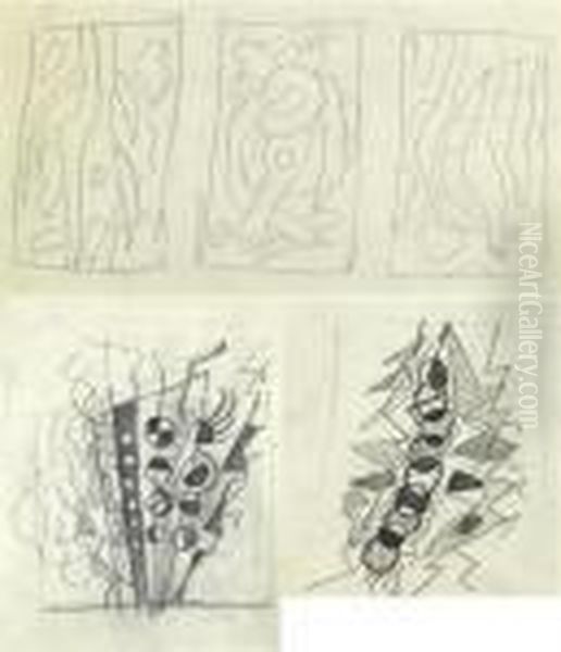 Lot Of Six Sketches. Oil Painting by Fernand Leger