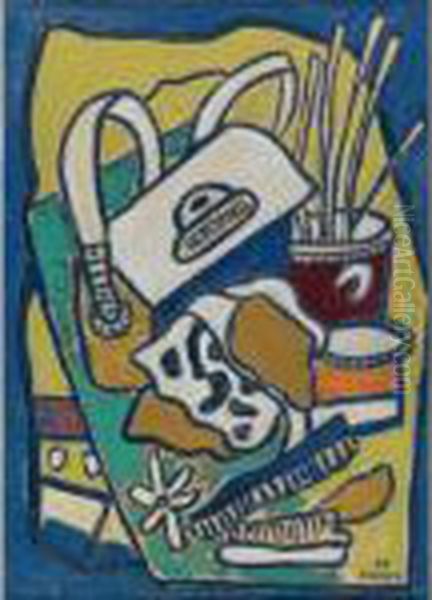Deux Brosses Et Un Sac A Main Oil Painting by Fernand Leger