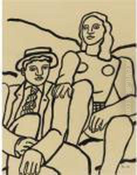 Homme Et Femme Oil Painting by Fernand Leger