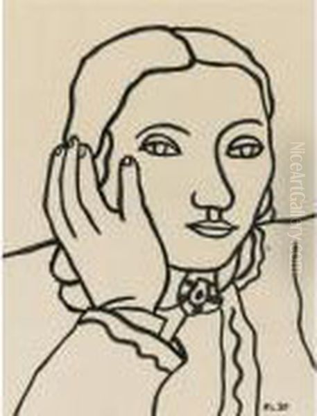 Portrait De Femme Oil Painting by Fernand Leger