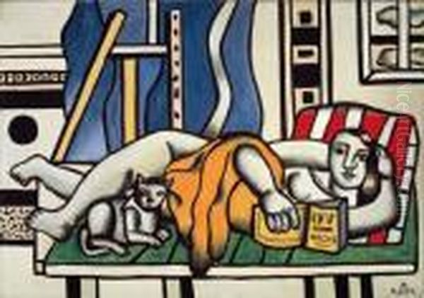 La Femme Au Chat Oil Painting by Fernand Leger