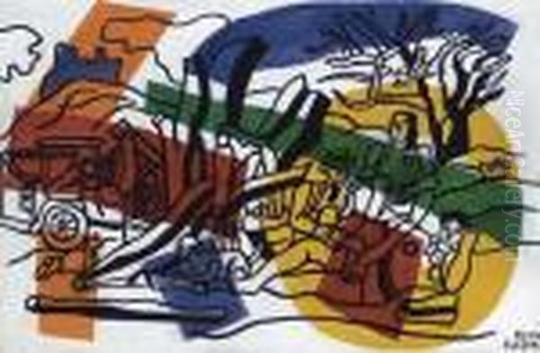 Esquisse Pour La Partie De Campagne Oil Painting by Fernand Leger