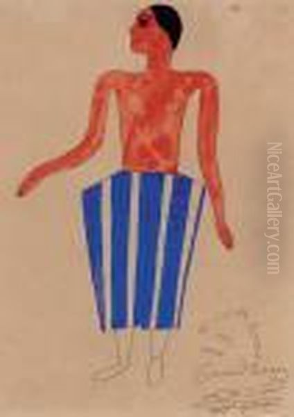 Personnage Au Pantalon Bleu Oil Painting by Fernand Leger