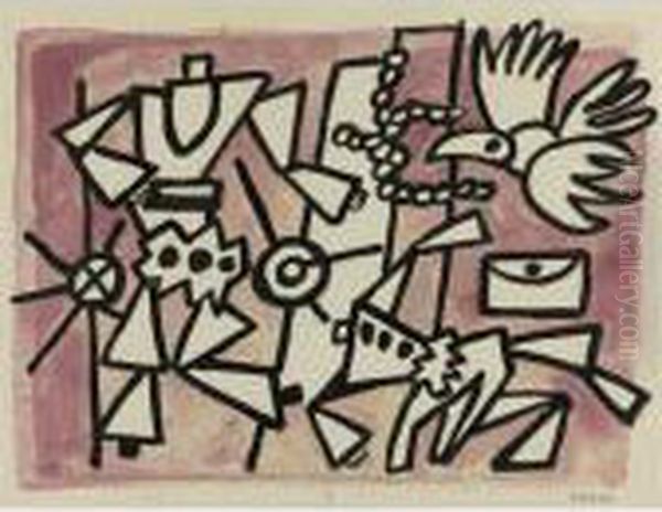 Etude Pour La Ville - La Vitrine Oil Painting by Fernand Leger