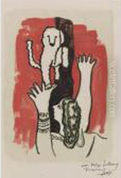 Cirque: One Plate (saphire 62) Oil Painting by Fernand Leger