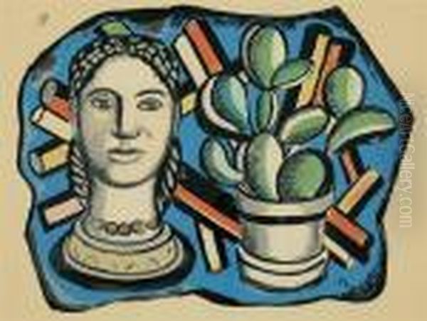 Tete Et Cactus Oil Painting by Fernand Leger