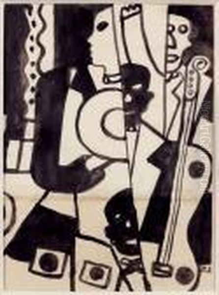Jazz (variante), Circa 1930 Oil Painting by Fernand Leger