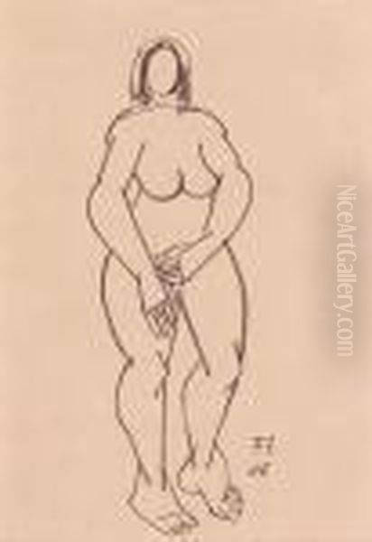 Nu Debout Oil Painting by Fernand Leger