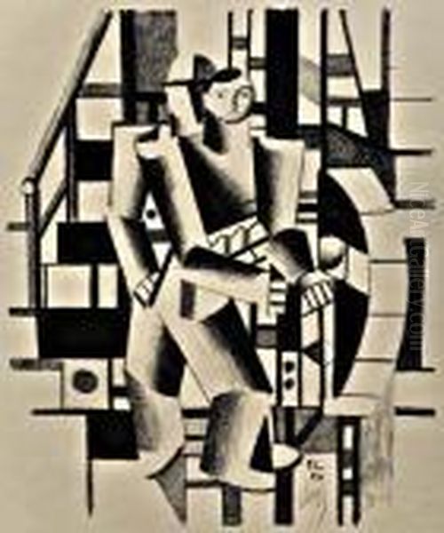 Composition Aux Deux Personnages Oil Painting by Fernand Leger